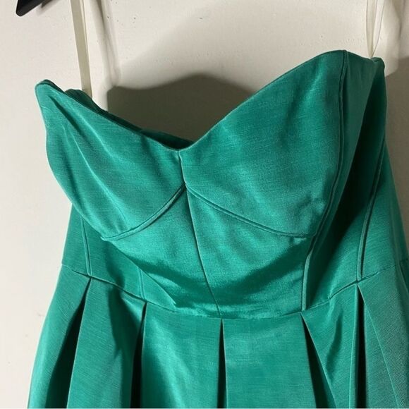 Shoshanna Green Taffeta Strapless Cocktail Dress - Picture 5 of 9
